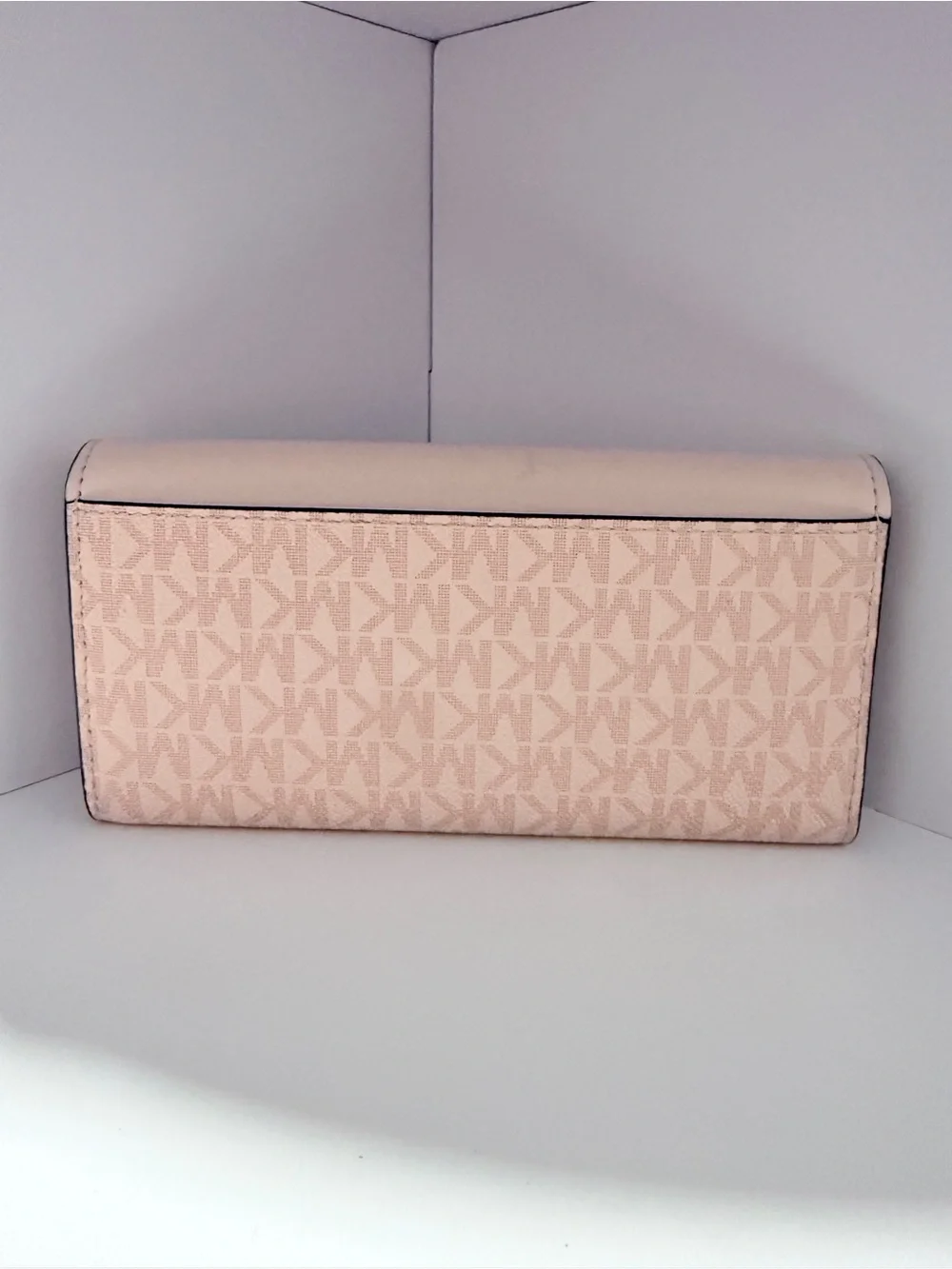 Michael Kors Pale Pink Logo Continental Wallet with Gold MK Accent